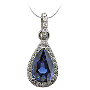 18K White Gold 1.25cttw Blue Sapphire & Diamond Pendant