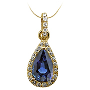 18K Yellow Gold 1.25cttw Blue Sapphire & Diamond Pendant