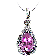 18K White Gold 1.25cttw Pink Sapphire & Diamond Pendant