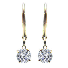 14K Yellow Gold Drop Earrings : 0.60 cttw Diamonds