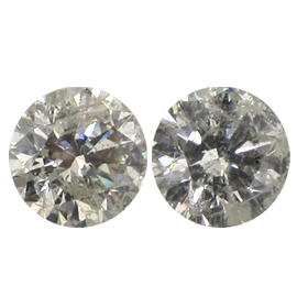 4.51 cttw Pair of Round Natural Diamonds : J / I1