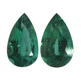 1.72 cttw Pair of Pear Shape Emeralds : Fine Grass Green