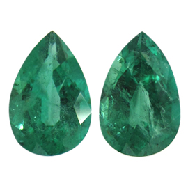 2.67 cttw Pair of Pear Shape Emeralds : Fine Grass Green