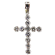 18K White Gold 1.00cttw Diamond Cross Pendant