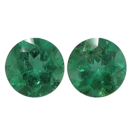 3.08 cttw Pair of Round Emeralds : Grass Green