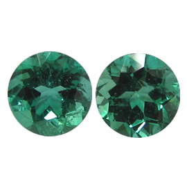2.39 cttw Pair of Round Emeralds : Fine Green