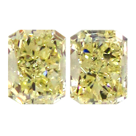 1.09 cttw Pair of Radiant Diamonds : Fancy Yellow / VS1