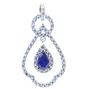 18K White Gold 2.00cttw Blue Sapphire & Diamond Pendant