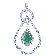 18K White Gold 2.00cttw Emerald & Diamond Pendant