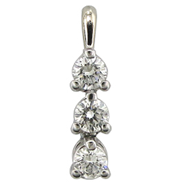 14K White Gold Three Stone Pendant : 0.50 cttw Diamonds