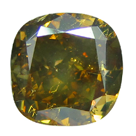 5.02 ct Cushion Cut Diamond : Fancy Brownish Greenish Yellow / I1