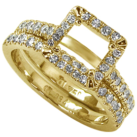 18K Yellow Gold Wedding Band Set : 0.50 cttw Diamonds