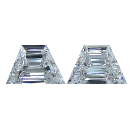 0.92 cttw Pair of Trapezoid Step Cut Natural Diamonds : E / VS2