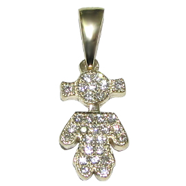 14K Yellow Gold Drop Pendant : 0.18 cttw Diamonds