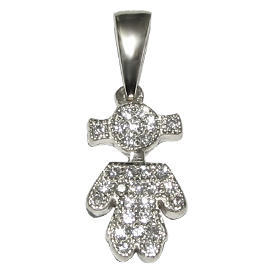 14K White Gold Drop Pendant : 0.18 cttw Diamonds