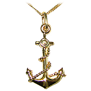 14K Yellow Gold Anchor Pendant