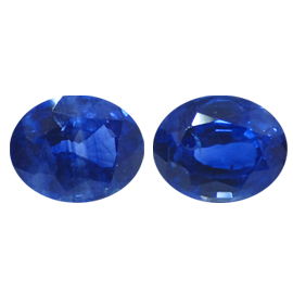 8.42 cttw Pair of Oval Blue Sapphires : Rich Blue