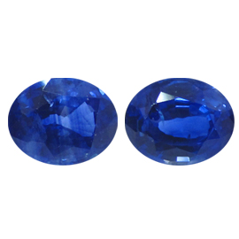 8.42 cttw Rich Blue Pair of Oval Natural Blue Sapphires