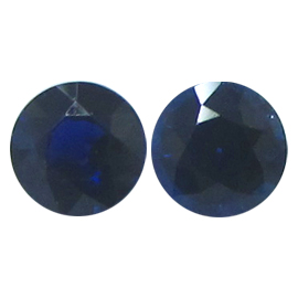 0.55 cttw Pair of Round Blue Sapphires : Deep Blue