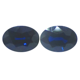 2.74 cttw Pair of Oval Blue Sapphires : Deep Darkish Blue
