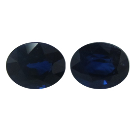 1.06 cttw Pair of Oval Blue Sapphires : Deep Rich Blue