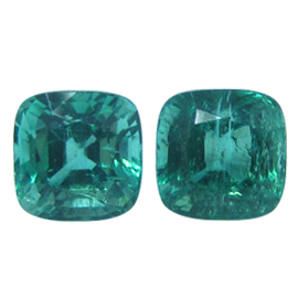 4.91 cttw Pair of Cushion Cut Emeralds : Fine Green