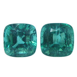 4.91 cttw Fine Green Pair of Cushion Cut Natural Emeralds