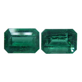 3.52 cttw Pair of Emerald Cut Emeralds : Fine Green
