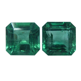 3.90 cttw Pair of Emerald Cut Emeralds : Fine Grass Green