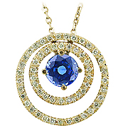 14K Yellow Gold 0.77cttw Sapphire & Diamond Pendant