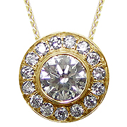 18K Yellow Gold Drop Pendant : 0.53 cttw Diamonds