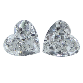 1.42 cttw Pair of Heart Shape Diamonds : G / SI1