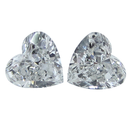1.42 cttw Pair of Heart Shape Natural Diamonds : G / SI1