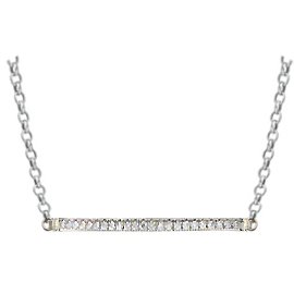 14K White Gold Bar Necklace : 0.30 cttw Diamonds