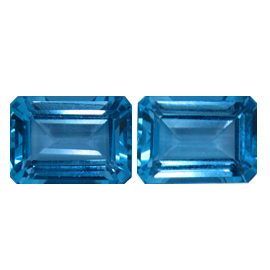 38.92 cttw Pair of Emerald Cut Topazs : Intense Blue