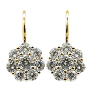 18K Yellow Gold 2.00cttw Diamond Earrings