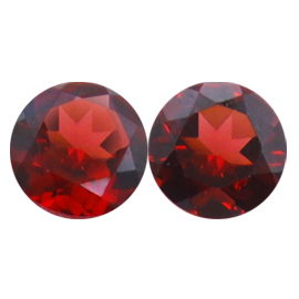 2.52 cttw Pair of Round Garnets : Deep Darkish Red