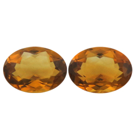 2.21 cttw Pair of Oval Citrines : Orangish Yellow