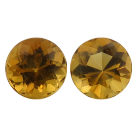 2.59 cttw Pair of Round Citrines : Brownish Yellow