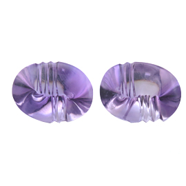 14.97 cttw Rich Purple Pair of Etched Oval Natural Amethysts