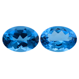 31.22 cttw Deep Rich Blue Pair of Oval Natural Topazs