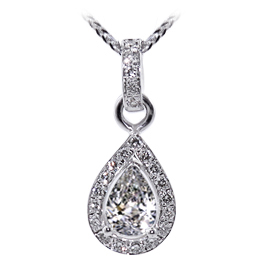 18K White Gold Drop Pendant : 1.00 cttw Diamond