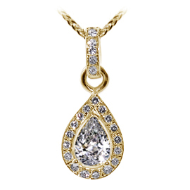 18K Yellow Gold Drop Pendant : 1.00 cttw Diamond