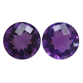 26.51 cttw Rich Purple Pair of Round Natural Amethysts