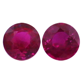 1.24 cttw Pair of Round Rubies : Pinkish Red