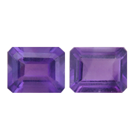 5.57 cttw Pair of Emerald Cut Amethysts : Rich Purple