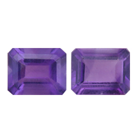 5.57 cttw Rich Purple Pair of Emerald Cut Natural Amethysts