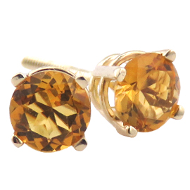 18K Yellow Gold Fashion Stud Earrings : 0.50 cttw Citrines