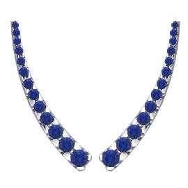 14K White Gold Climber  Earrings : 0.75 cttw Blue Sapphires