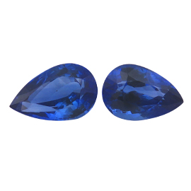 6.92 cttw Pair of Pear Shape Sapphires : Deep Rich Blue